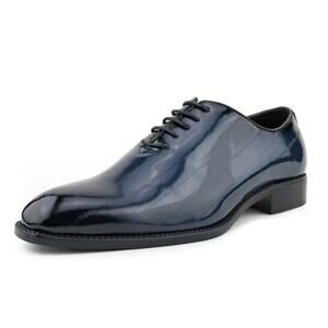 Brayden Boland Mens Navy Eel Skin Shiny Oxford Special Occasion Shoes Sz 10 NEW